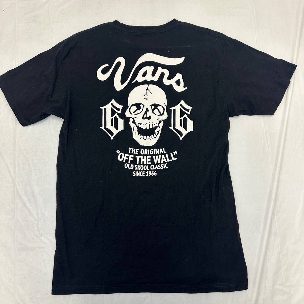 Vans Skull T-Shirt Old Skool Short Sleeve Med Black Tee - Picture 1 of 12